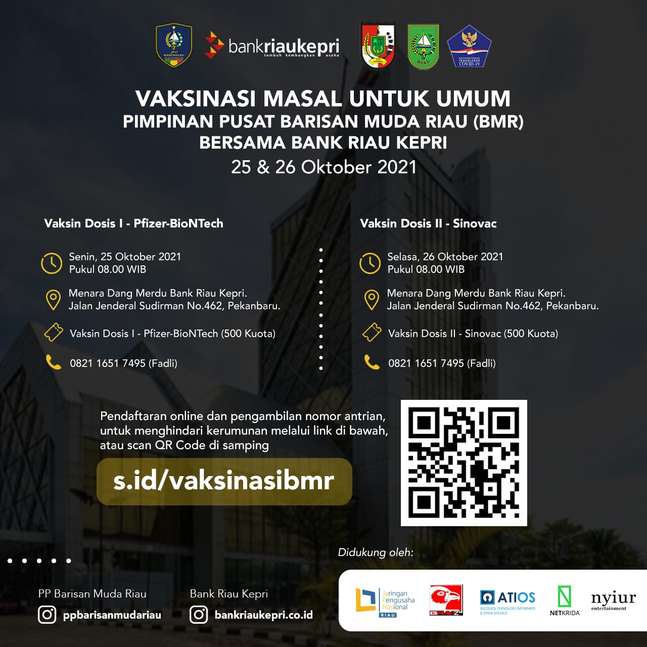 Pimpinan Pusat BMR Bersama Bank Riau Kepri Taja 1.000 Vaksinasi Untuk Masyarakat Umum