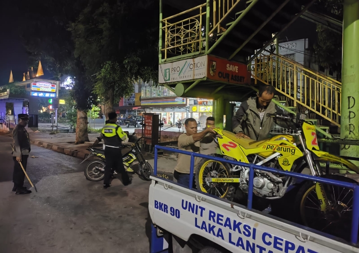 Rutin Laksanakan Razia Balap Liar, Polsek Bukit Raya Kembali Amankan 21 Unit Kendaraan Berknalpot Brong
