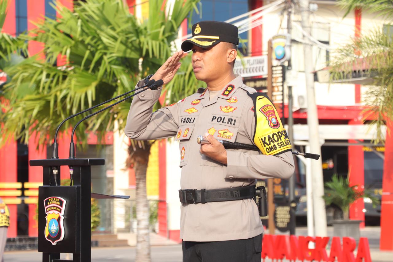 Kapolres Karimun Pimpin Apel Pergeseran Pasukan Pengamanan TPS Ke Pulau-pulau